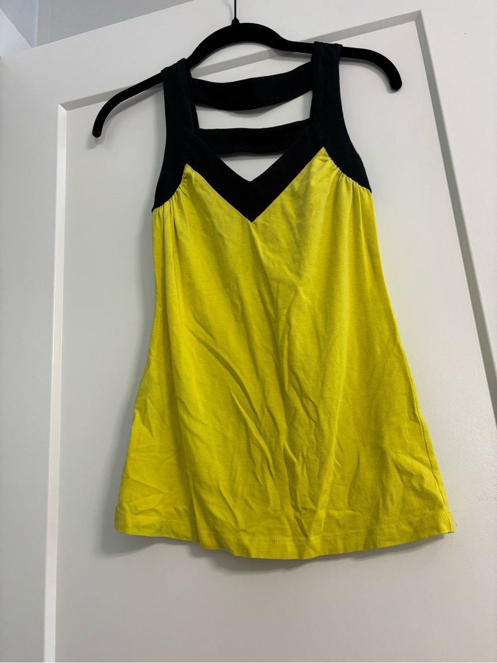 Express Yellow Tank Top with Black Trim and Strappy Back